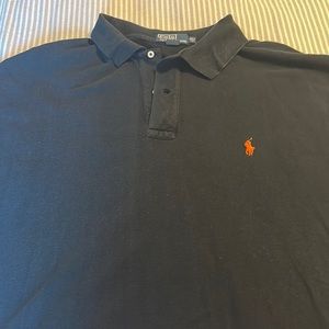 Mens Polo Ralph Lauren 3XLT Black Short-Sleeve 100% Cotton Mesh Orange Pony